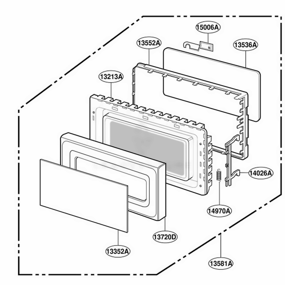 Door Parts Diagram and Parts List for MT1151SGB SGEWRP LG Range