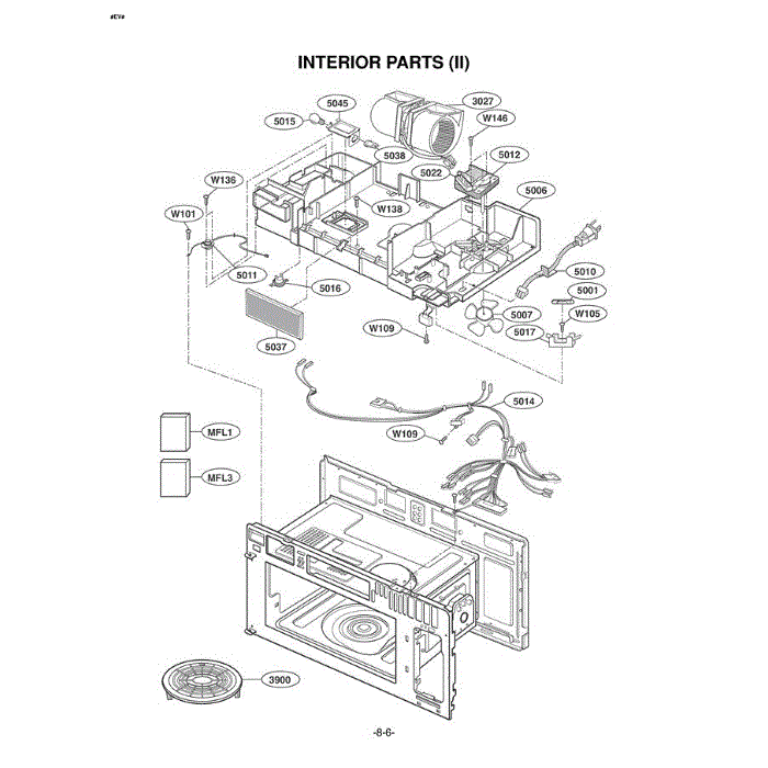Section 7 Diagram and Parts List for LMV1825SB ABKELGA LG Microwave Oven Combo