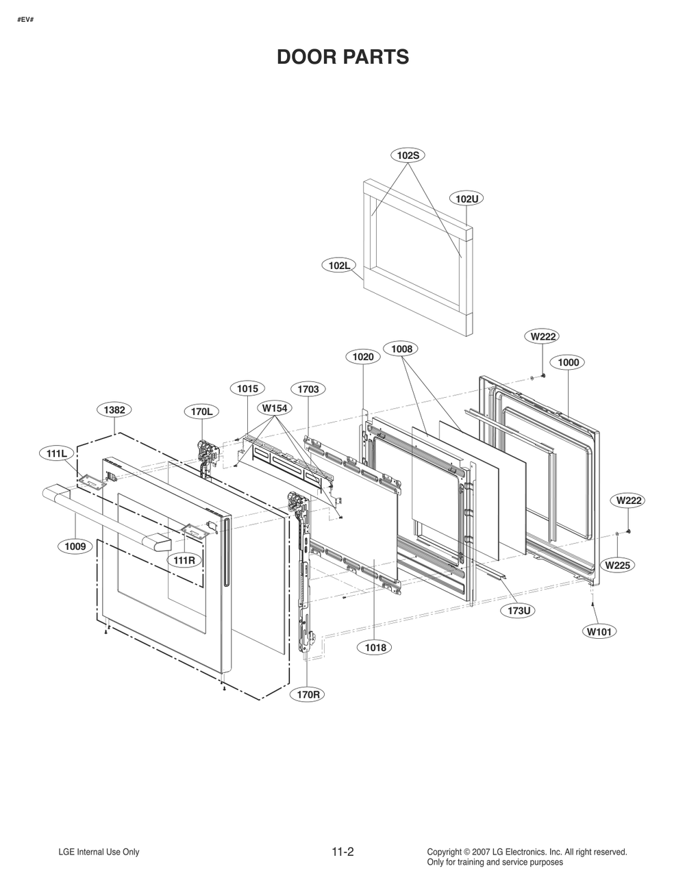 Door Parts Diagram and Parts List for FS1787SS AS1LSGN LG Range