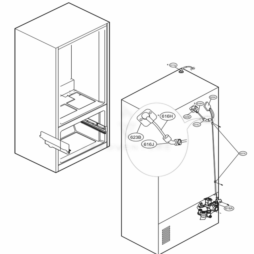 Valve And Water Tube Parts Diagram and Parts List for LFXS28968S ASTCNA4 LG Refrigerator
