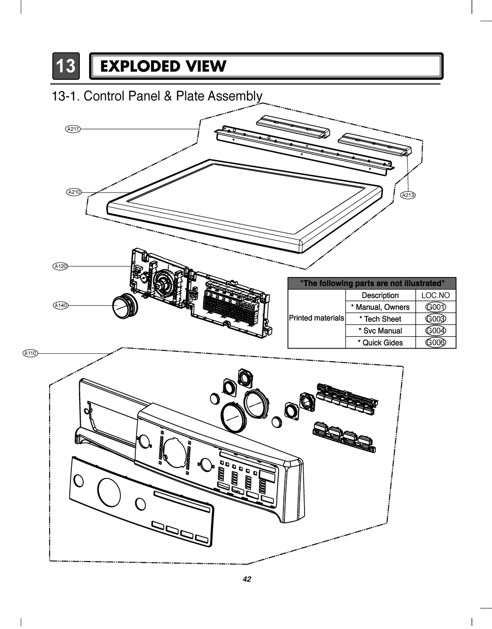 Control Panel And Plate Assembly Diagram and Parts List for RN13A3ASD ABWESEU LG Dryer