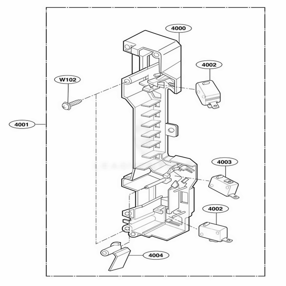 Latch Board Parts Diagram and Parts List for 64683 AS1ESEA LG Range