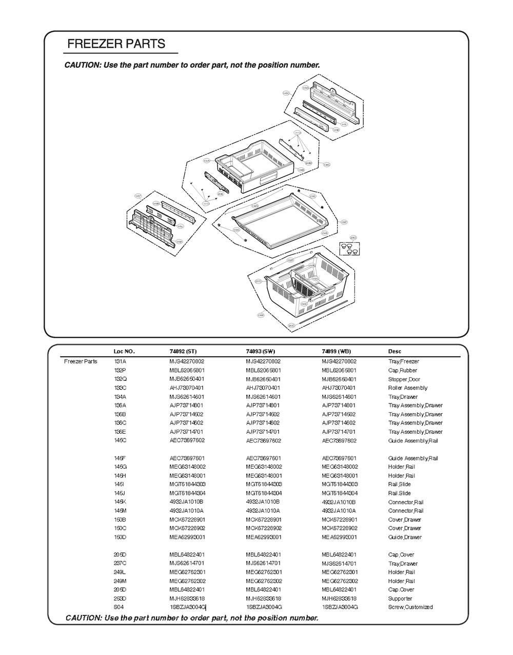 Freezer Parts Diagram and Parts List for GR-L328HSUM ASTCSE0 LG Refrigerator