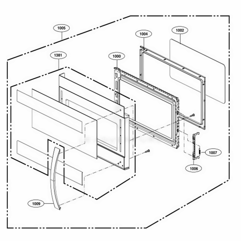 Door Parts Diagram and Parts List for 86003 ASBESEA LG Range