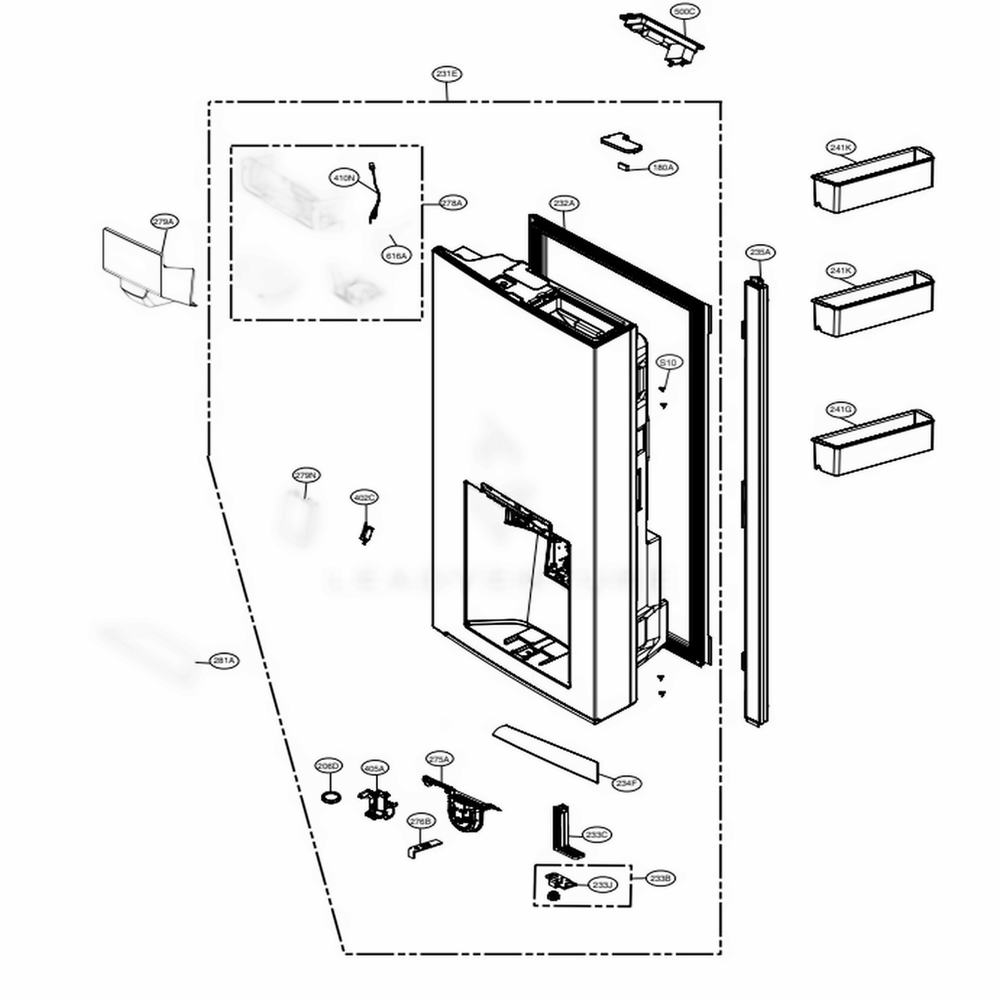 R-Room Door Part 1 Diagram and Parts List for LNXC23726S ASTCNA0 LG Refrigerator