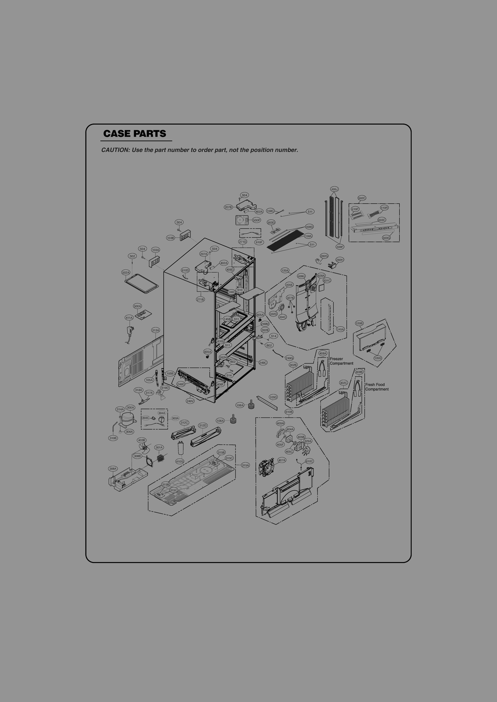 Case Parts Diagram and Parts List for GR-L31GHQXM ASWCSE0 LG Refrigerator