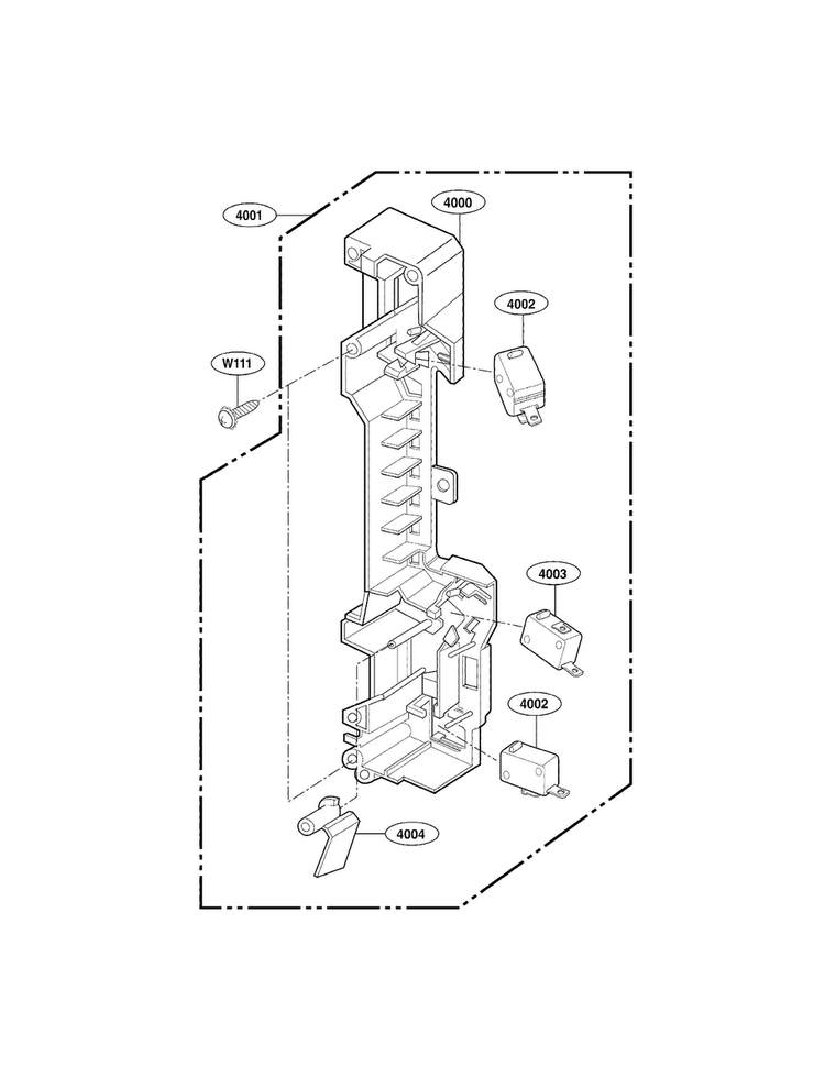 Latch Board Parts Diagram and Parts List for LMV1925SBQ01  LG Microwave