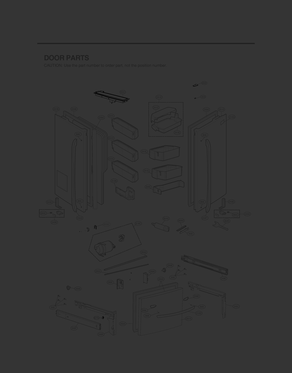 Door Parts Diagram and Parts List for GR-L318LSJM ASTCNA1 LG Refrigerator