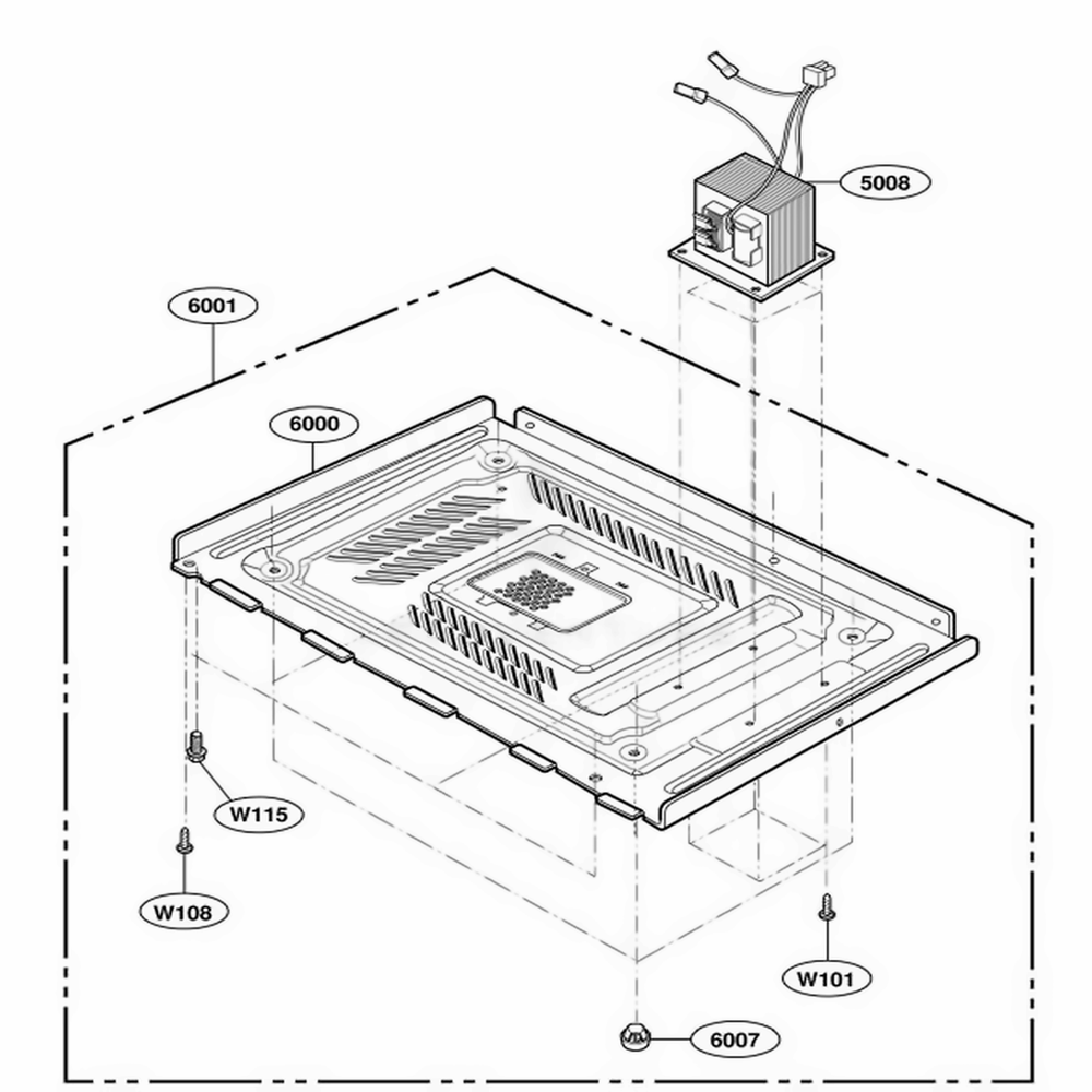 Base Plate Parts Diagram and Parts List for LD10MP AG1EAMA LG Wall Oven