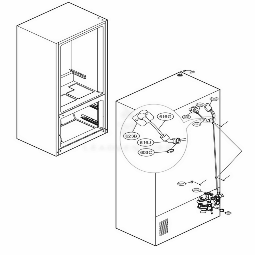 Valve And Water Tube Parts Diagram and Parts List for LFXS30766D ASBCNA1 LG Refrigerator