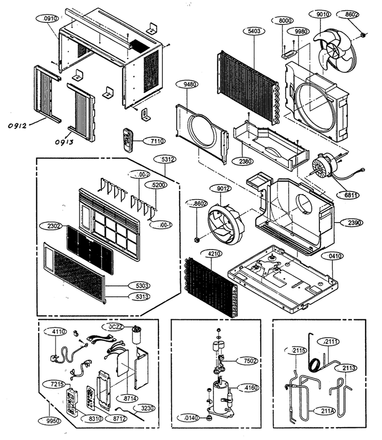 Cabinet Parts Diagram and Parts List for M6004R  LG Air Conditioner