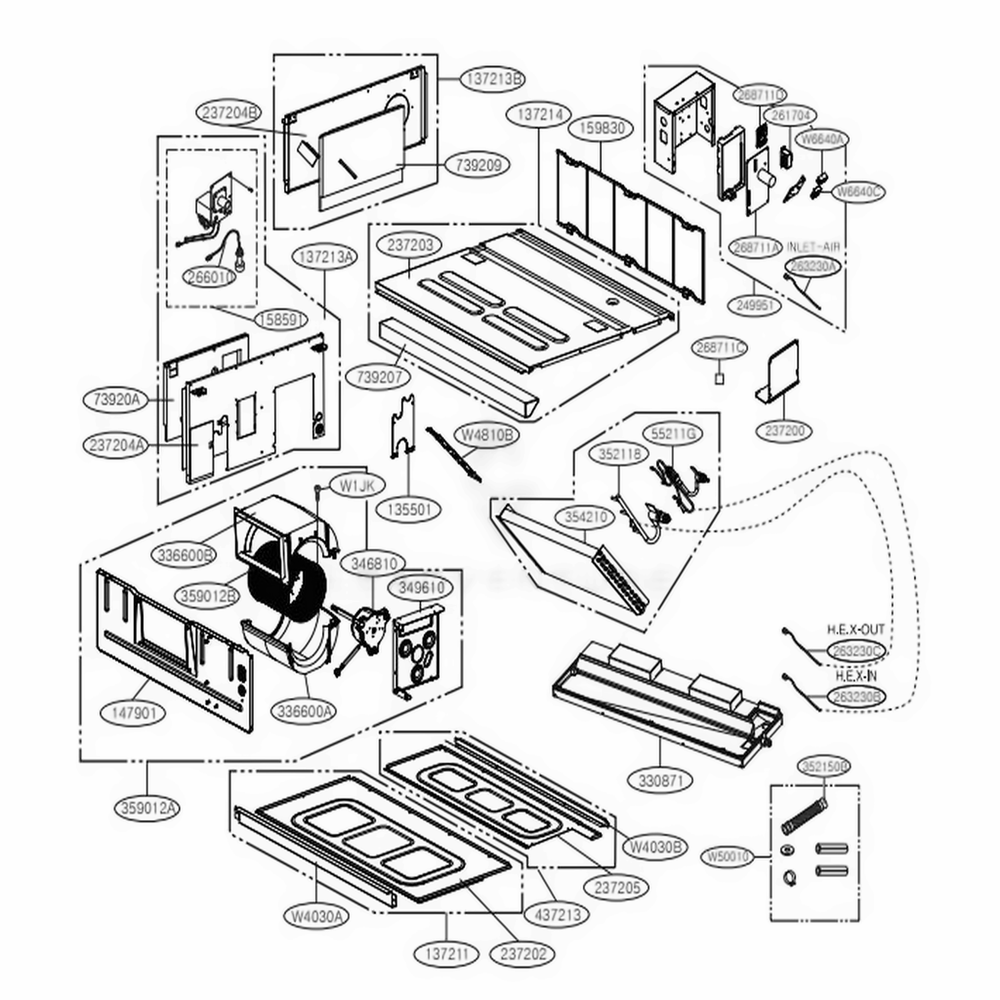 Main Diagram and Parts List for ARNU243M1A4 ANWALUS LG Air Conditioner