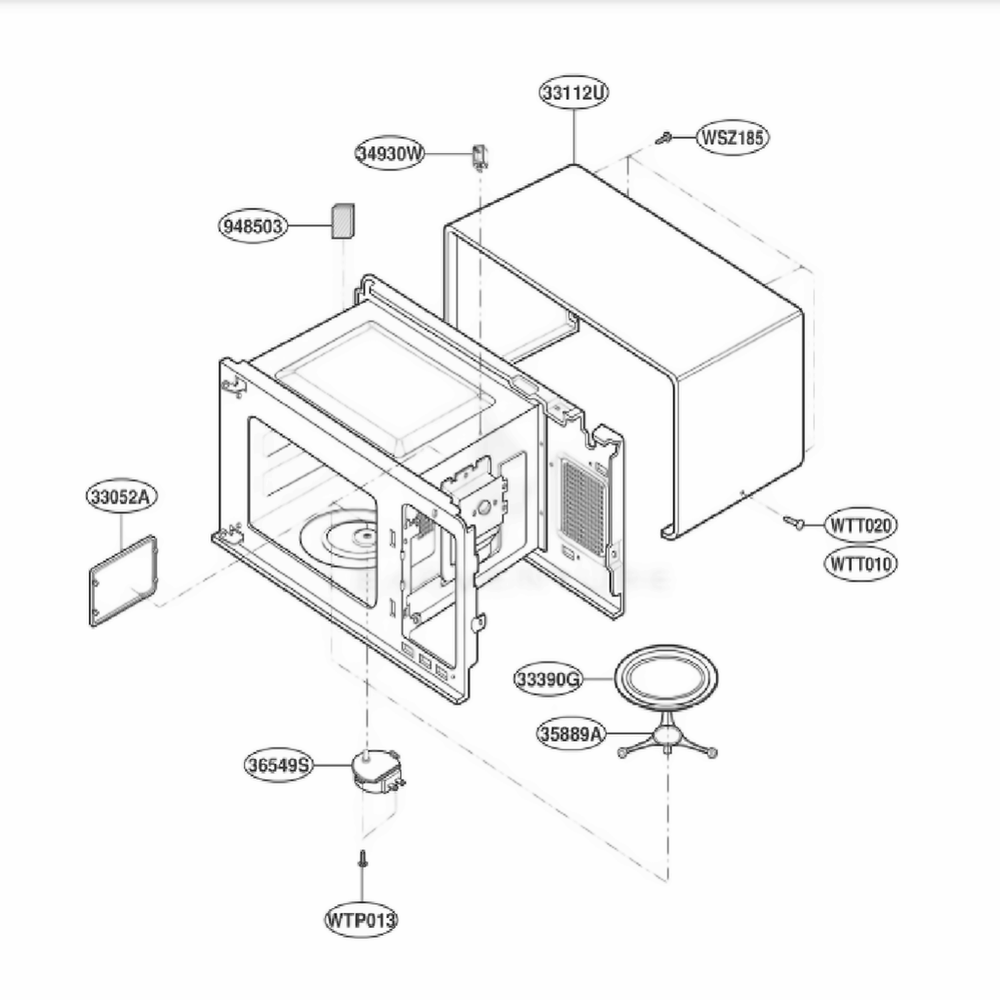 Oven Cavity Parts Diagram and Parts List for KCMS145JBT0 ABSEKAD LG Range