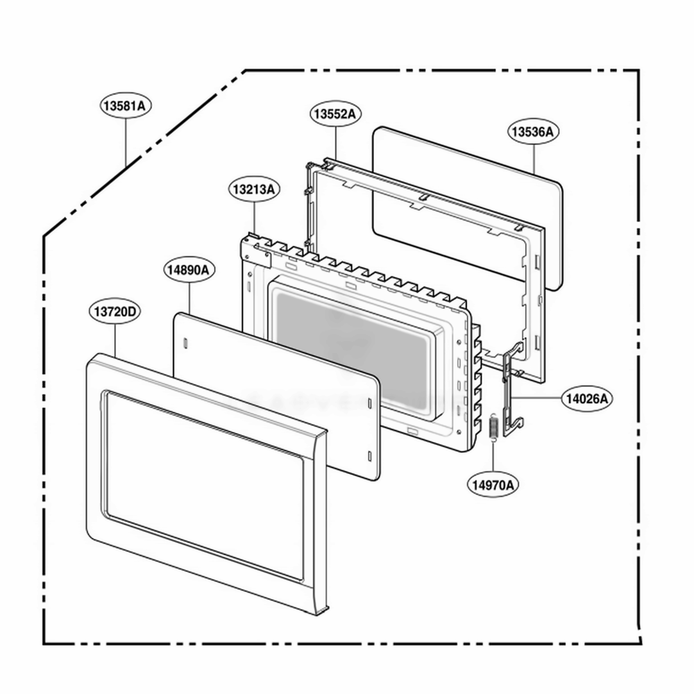Door Parts Diagram and Parts List for MB3949G CBKPNPL LG Range