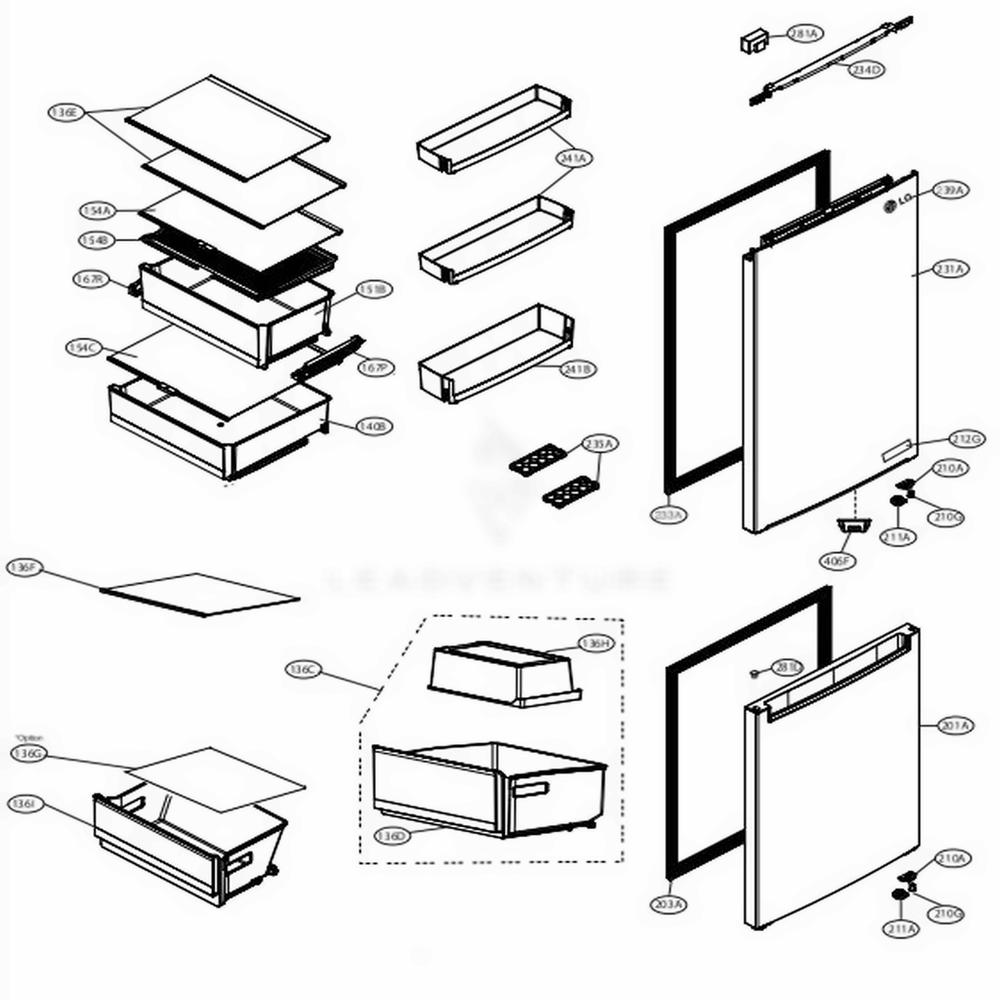 Main Parts 2 Diagram and Parts List for LRBCC1204S ASTCNA0 LG Refrigerator