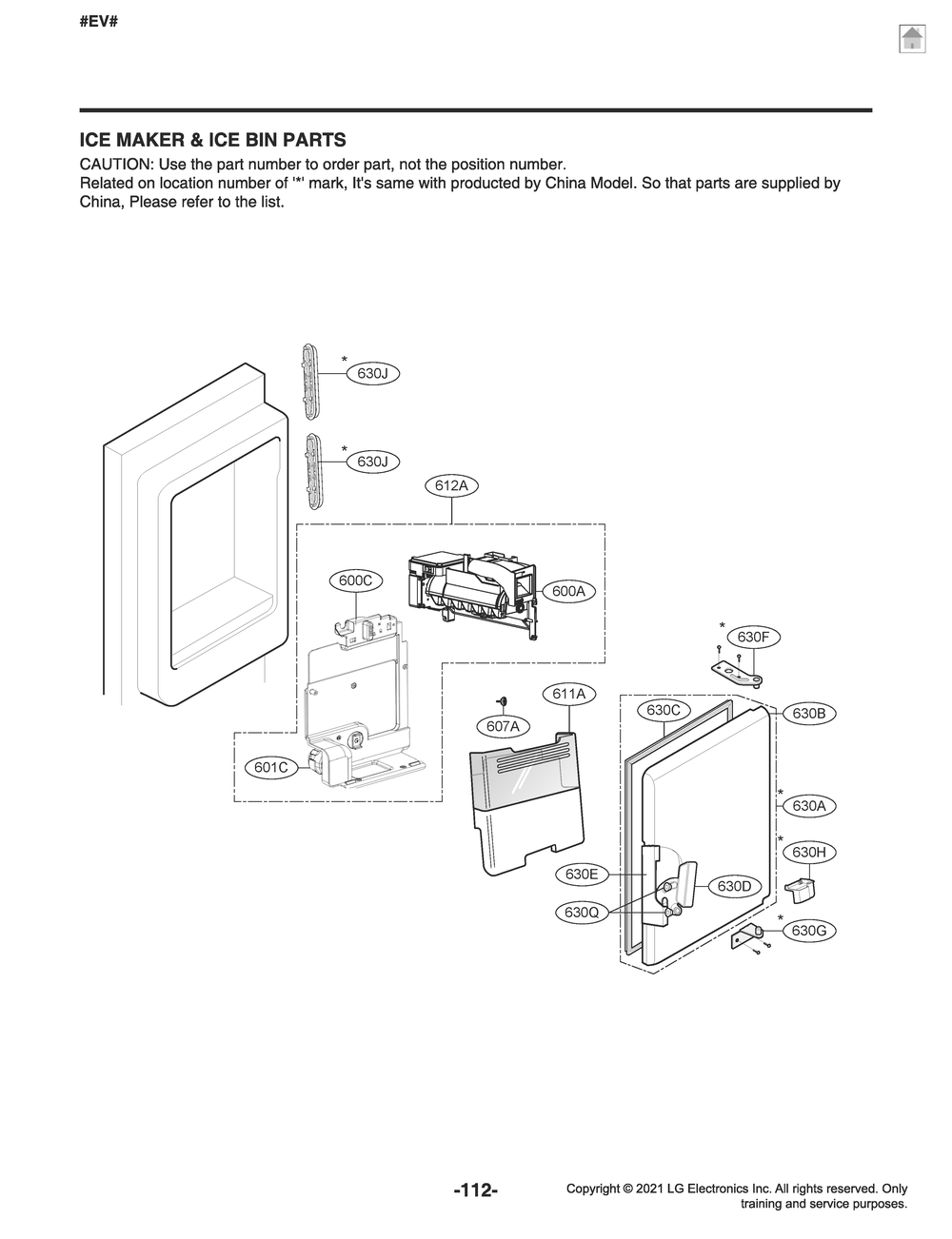 Ice Maker And Ice Bin Parts Diagram and Parts List for GR-X28ANSXM ASTCNA6 LG Refrigerator