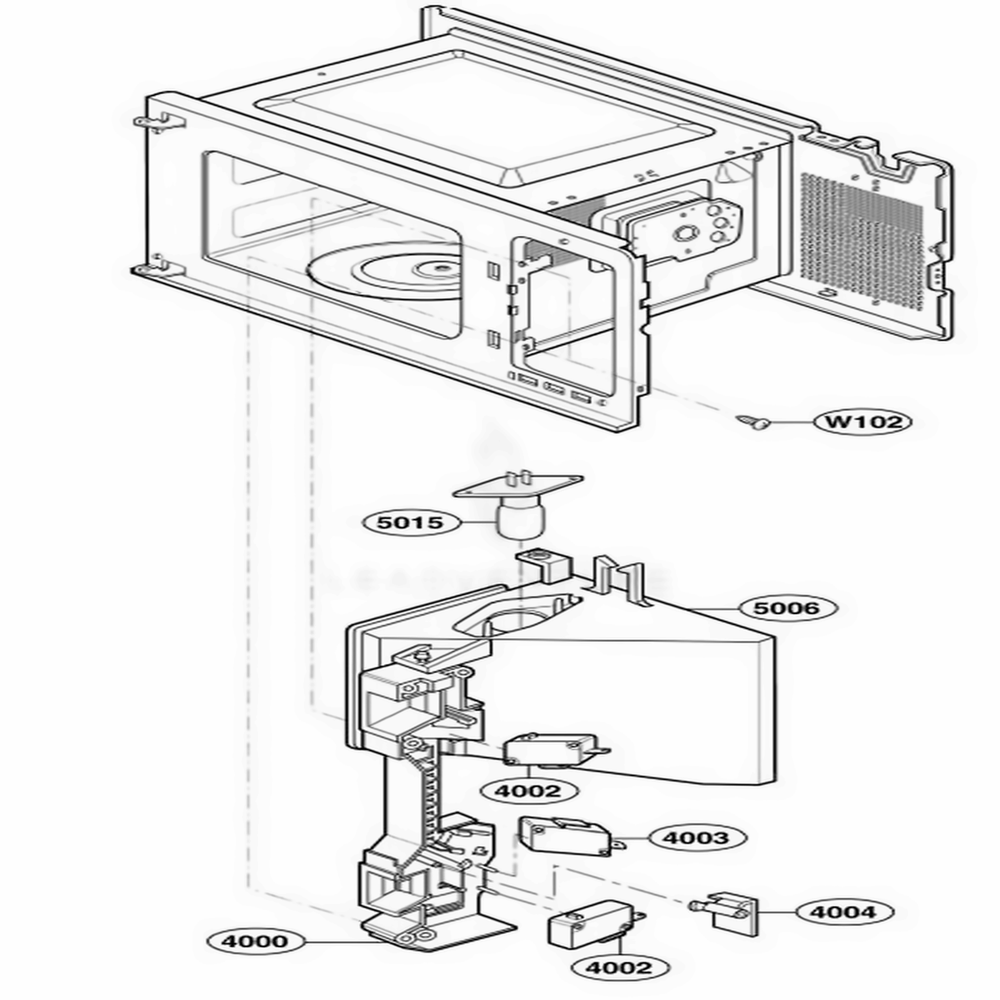 Latch Board Parts 2 Diagram and Parts List for 62462 CW1ESEA LG Wall Oven