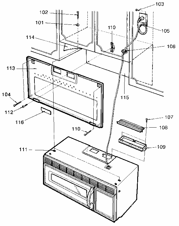 Installation Diagram and Parts List for 7218915580  Kenmore Microwave