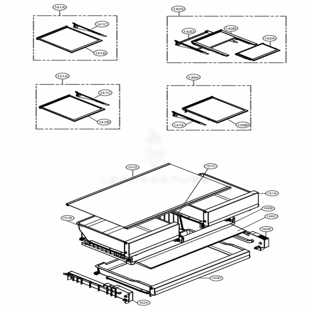 Refrigerator Parts Diagram and Parts List for 73107 ASBCSE2 LG Refrigerator