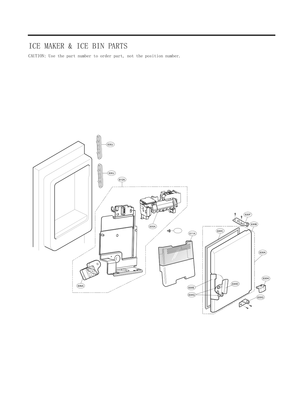 Ice Maker And Ice Bin Parts Diagram and Parts List for GC-L288GSXP ASTCNA2 LG Refrigerator