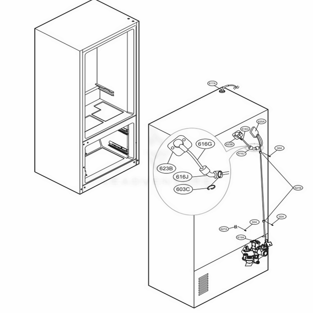 Valve And Water Tube Parts Diagram and Parts List for LFXS30766S ASTCNA0 LG Refrigerator