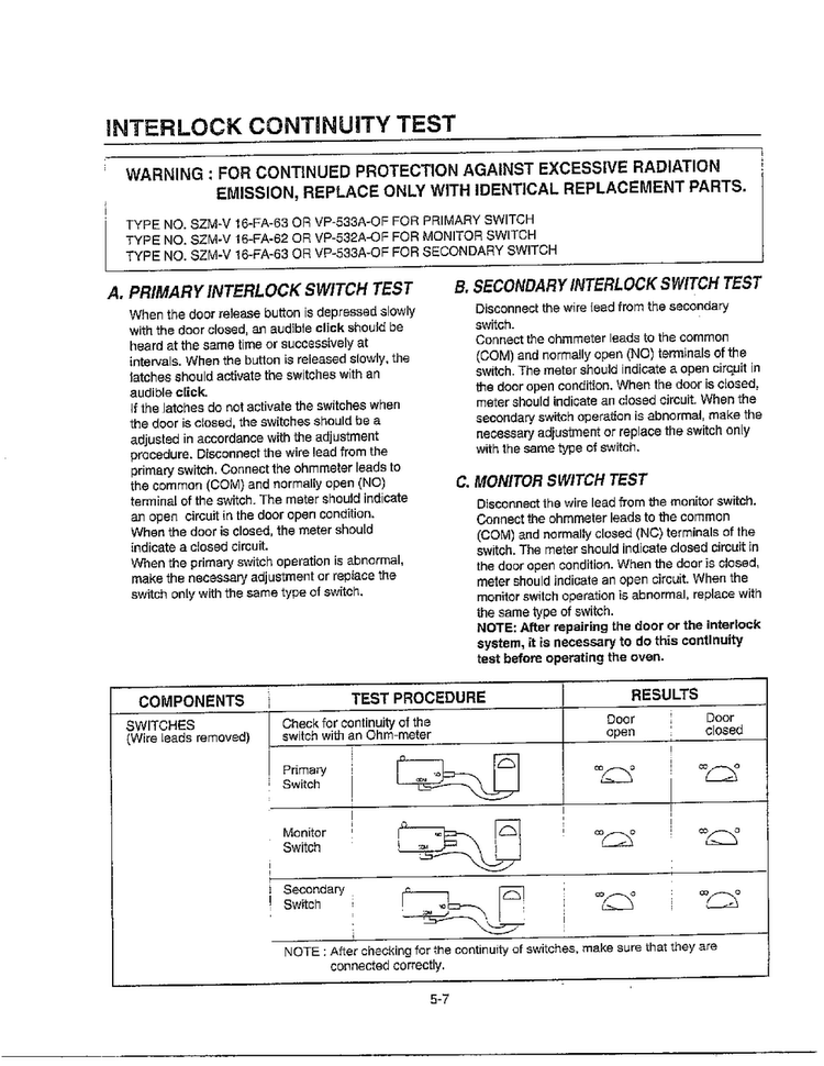 Service Information Page 7 Diagram and Parts List for MA-1905W  LG Microwave