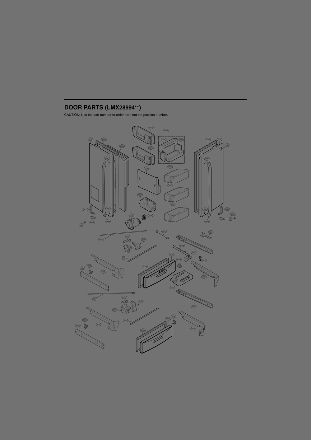 Door Parts Diagram and Parts List for GR-L28ANSHP ASTCNA2 LG Refrigerator