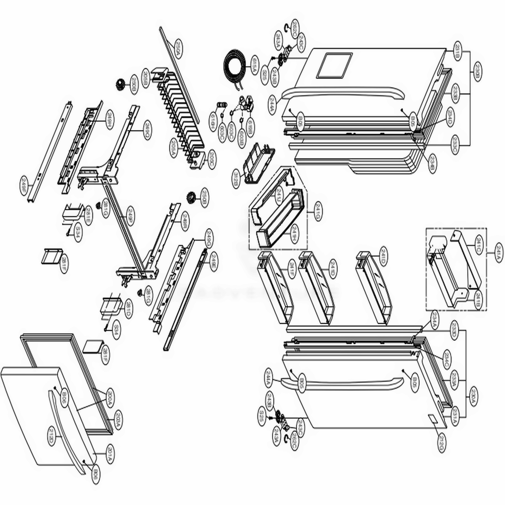 Door Parts Diagram and Parts List for 79759 AWB5SER LG Refrigerator