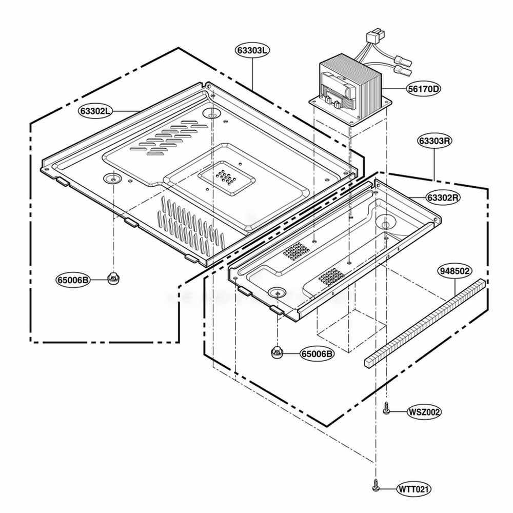 Base Plate Parts Diagram and Parts List for KCMS185JBL CB1EKAD LG Wall Oven