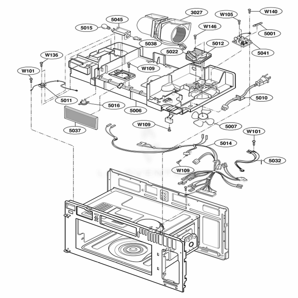Interior Parts 2 Diagram and Parts List for HMV9302 AWHEBSU LG Range