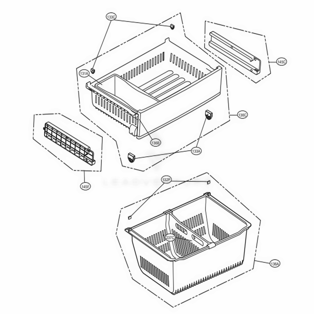 Freezer Parts Diagram and Parts List for LFXS28596D ASBCNA2 LG Refrigerator