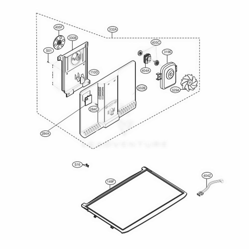 Freezer Part Diagram and Parts List for LTCS20220W ASWCNA3 LG Refrigerator