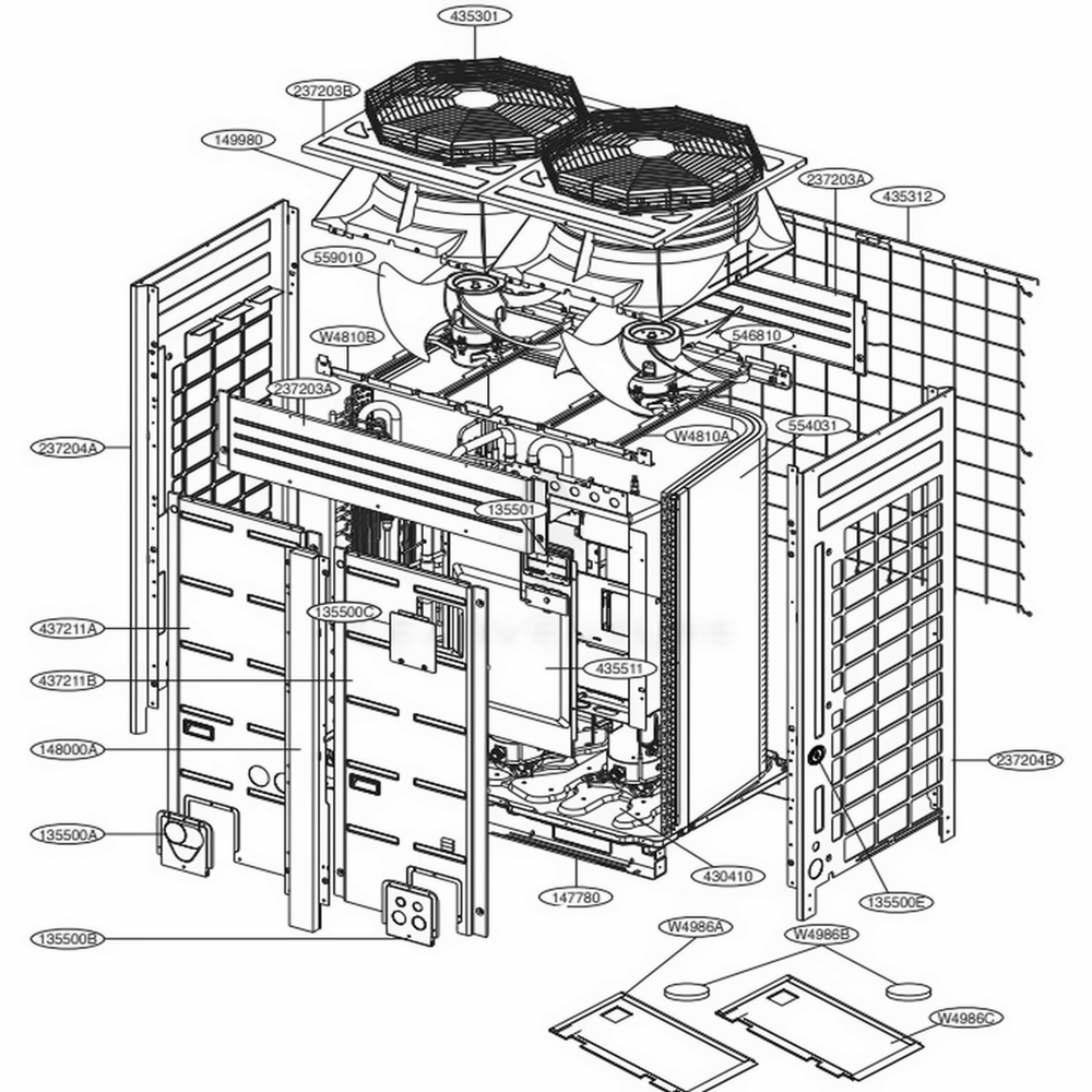 Main 2 Diagram and Parts List for ARUB145DTE4 AWGBLUS LG Air Conditioner