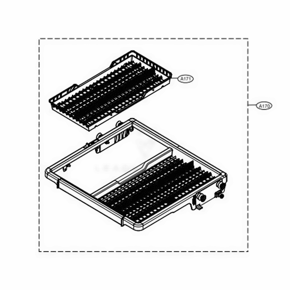 Third Rack Assembly Diagram and Parts List for LDP7708BD ABDESNA LG Dishwasher