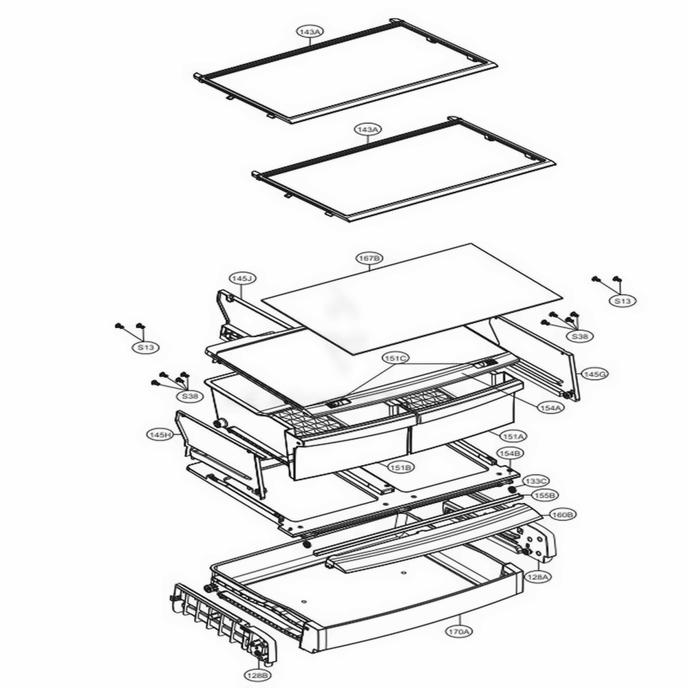 Refrigerator Parts Diagram and Parts List for LDCS22220W ASWCNA0 LG Refrigerator