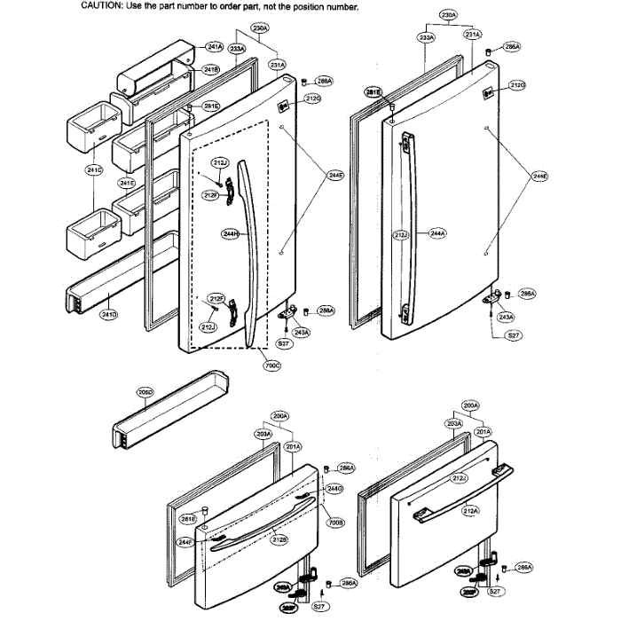 Door Swing Diagram and Parts List for LBC22518ST 00 LG Refrigerator
