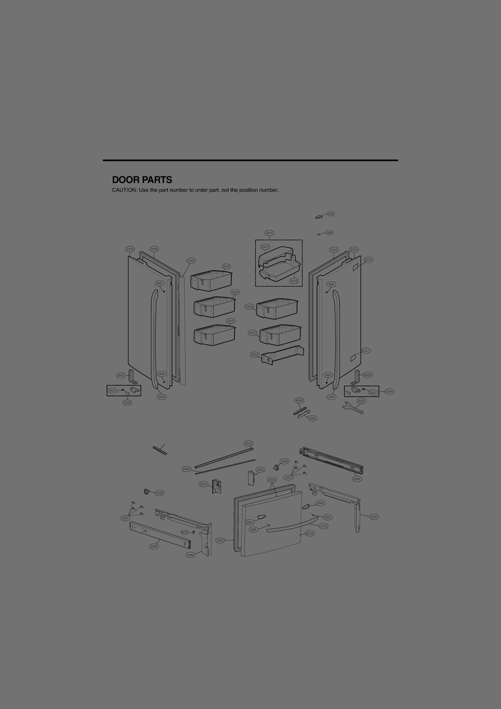 Door Parts Diagram and Parts List for GR-B318LSJM ASTCNA1 LG Refrigerator