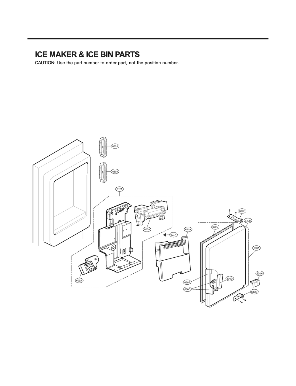 Ice Maker And Ice Bin Parts Diagram and Parts List for GR-L31GHSJF ASTCNA0 LG Refrigerator