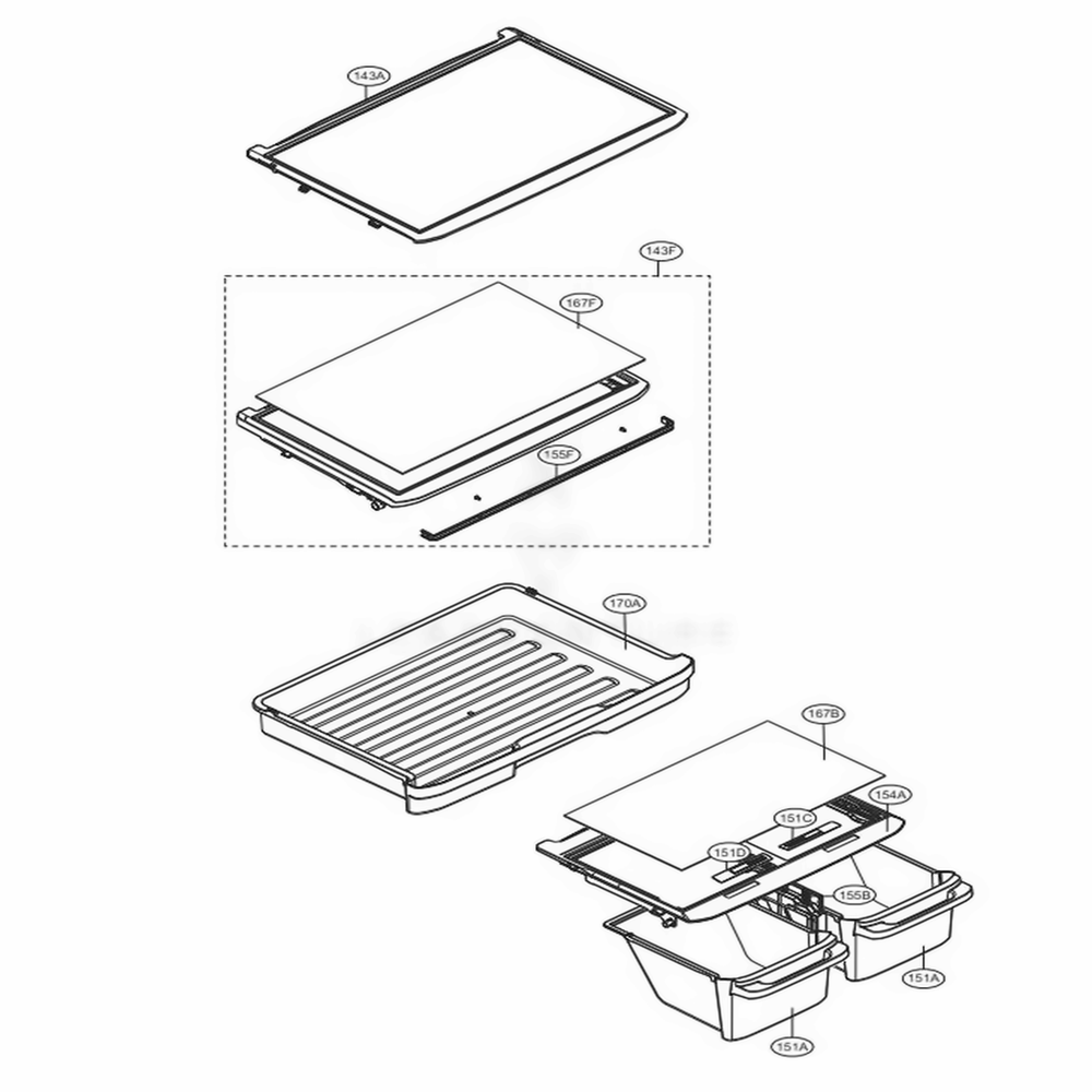 Refrigerator Parts Diagram and Parts List for LTCS20220W ASWCNA3 LG Refrigerator
