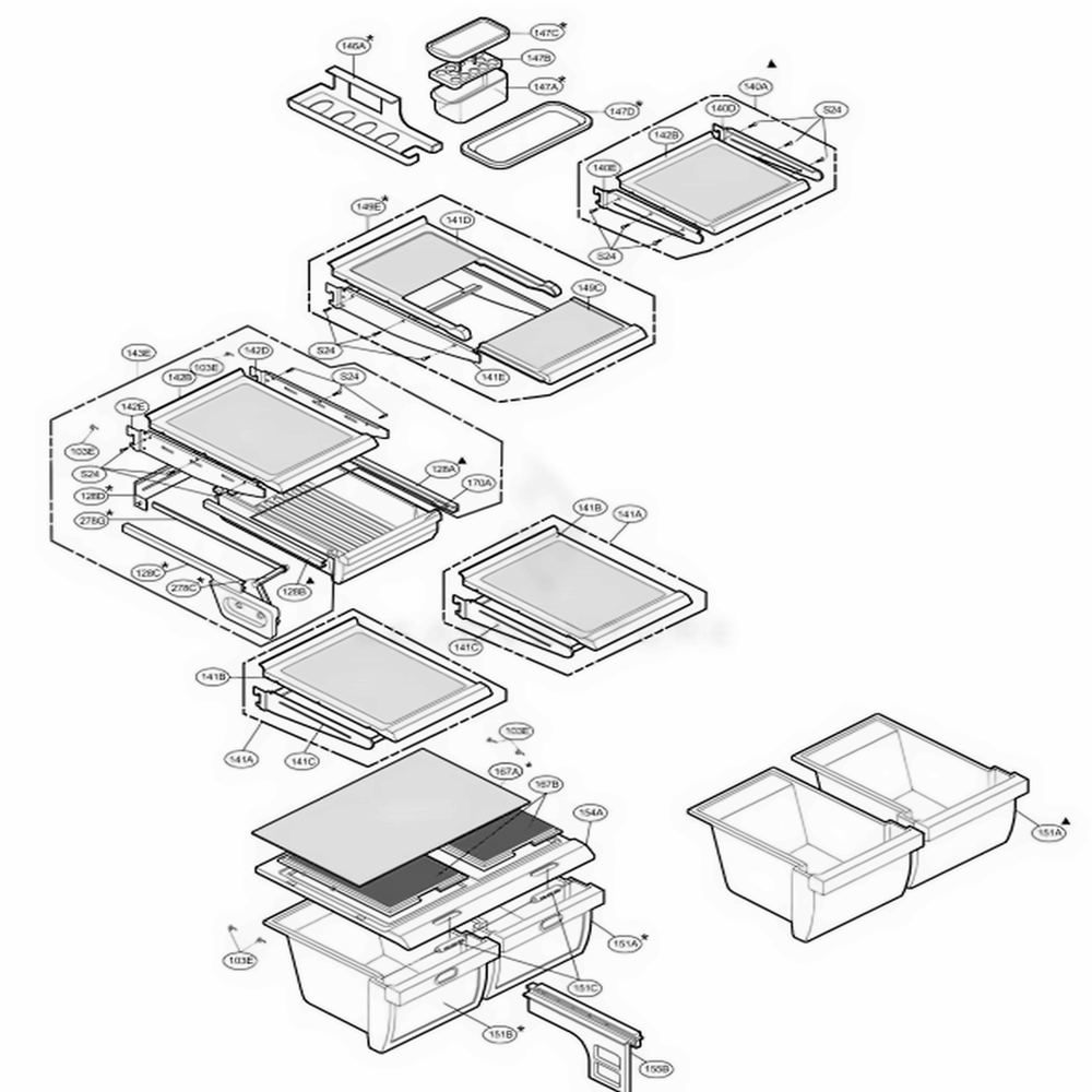 Refrigerator Parts Diagram and Parts List for 75254 ABICSEF LG Refrigerator