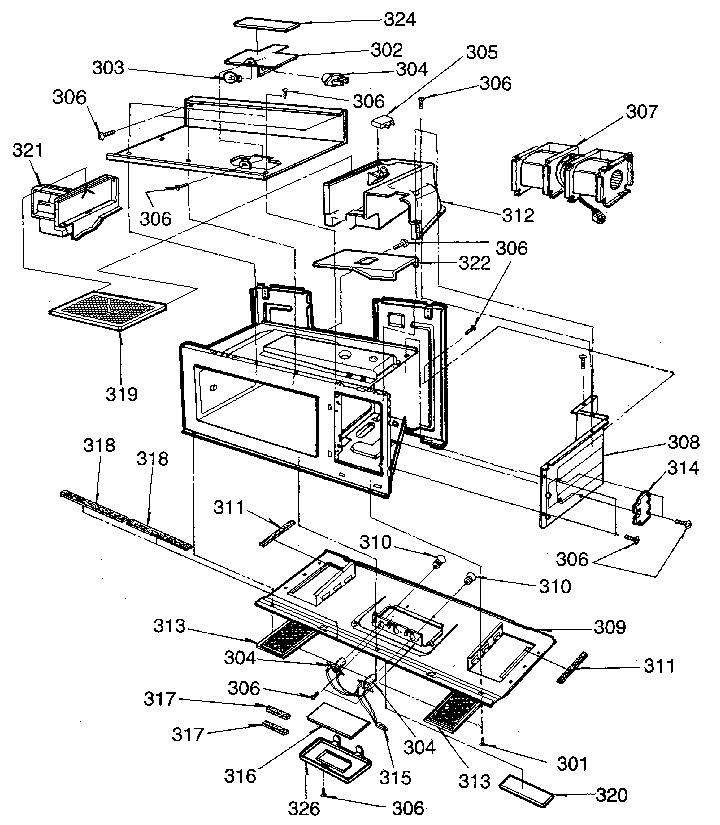 Ventilation Duct Diagram and Parts List for 7218915080  Kenmore Microwave