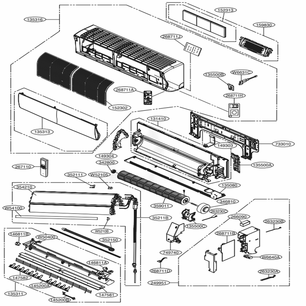 Main Diagram and Parts List for LSN090HSV AWHBEUS LG Air Conditioner