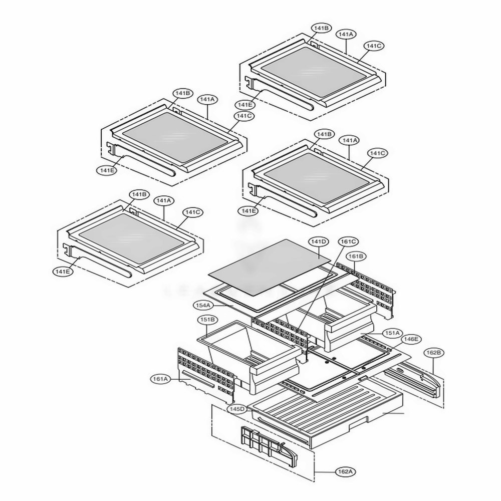 Refrigerator Parts Diagram and Parts List for LFXS24626D ASBCNA1 LG Refrigerator