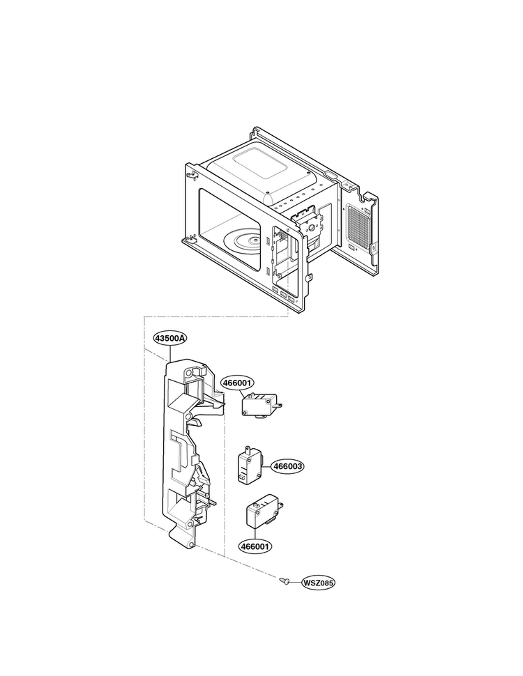 Latch Board Parts Diagram and Parts List for MA1152W  LG Microwave
