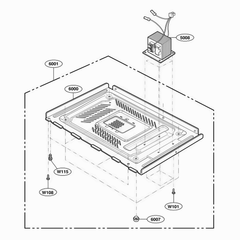 Base Plate Parts Diagram and Parts List for LD510P AGRQAMA LG Wall Oven