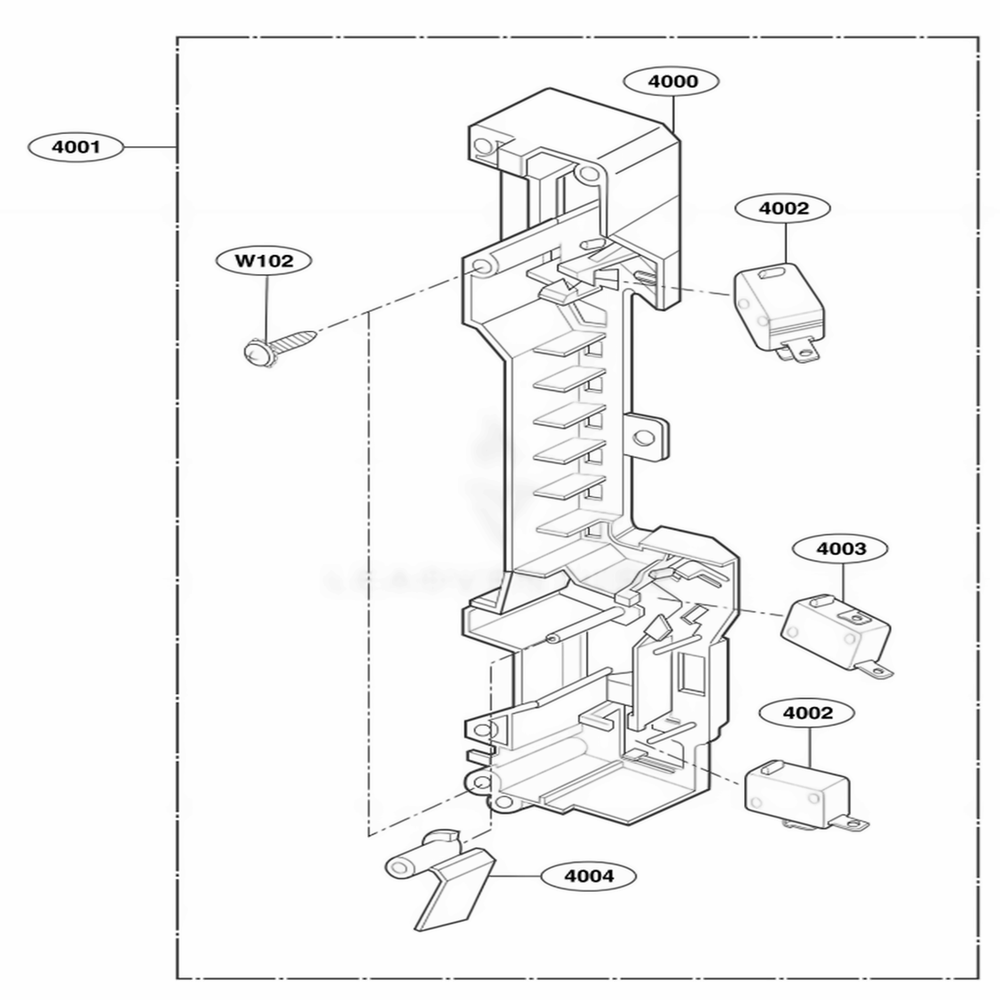 Latch Board Parts Diagram and Parts List for 80022 CW1ESEA LG Range