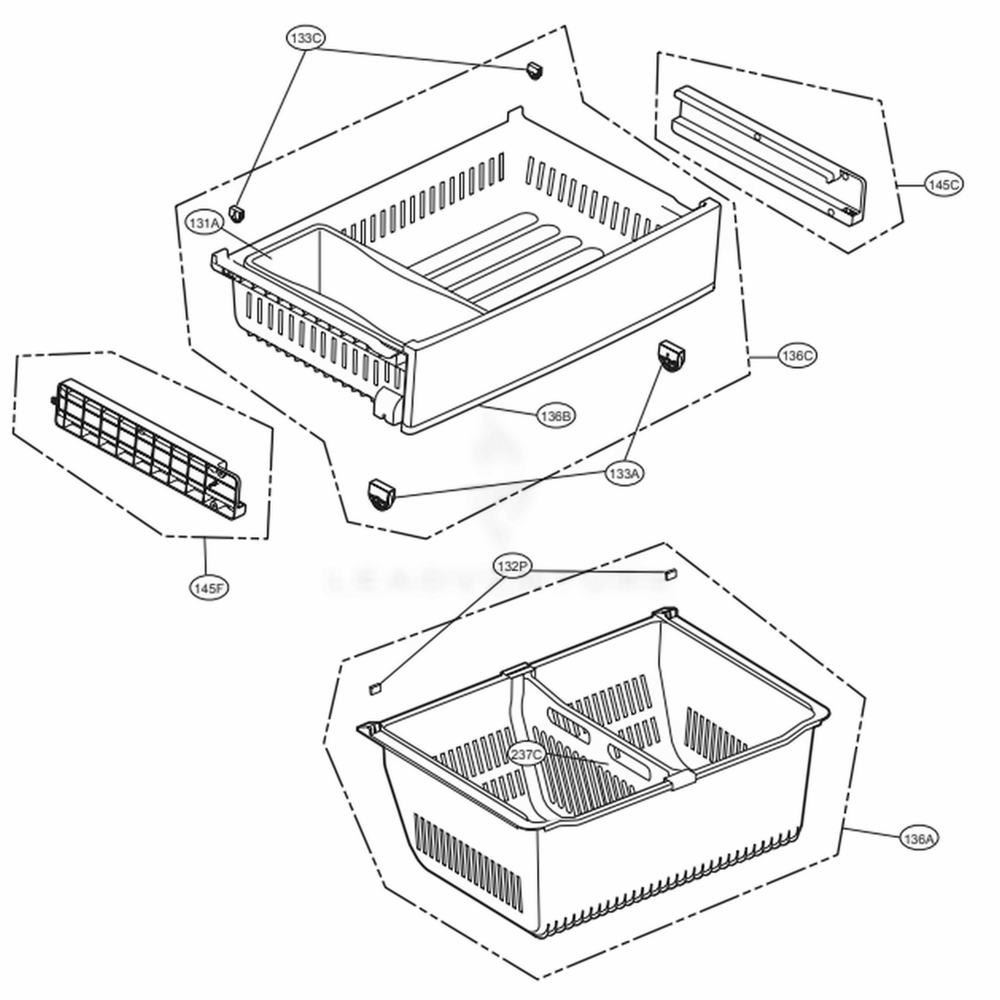 Freezer Parts Diagram and Parts List for 73102 ASWCSE0 LG Refrigerator