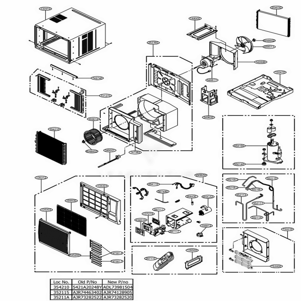 Main Diagram and Parts List for LW1816HR AWYAUSH LG Air Conditioner