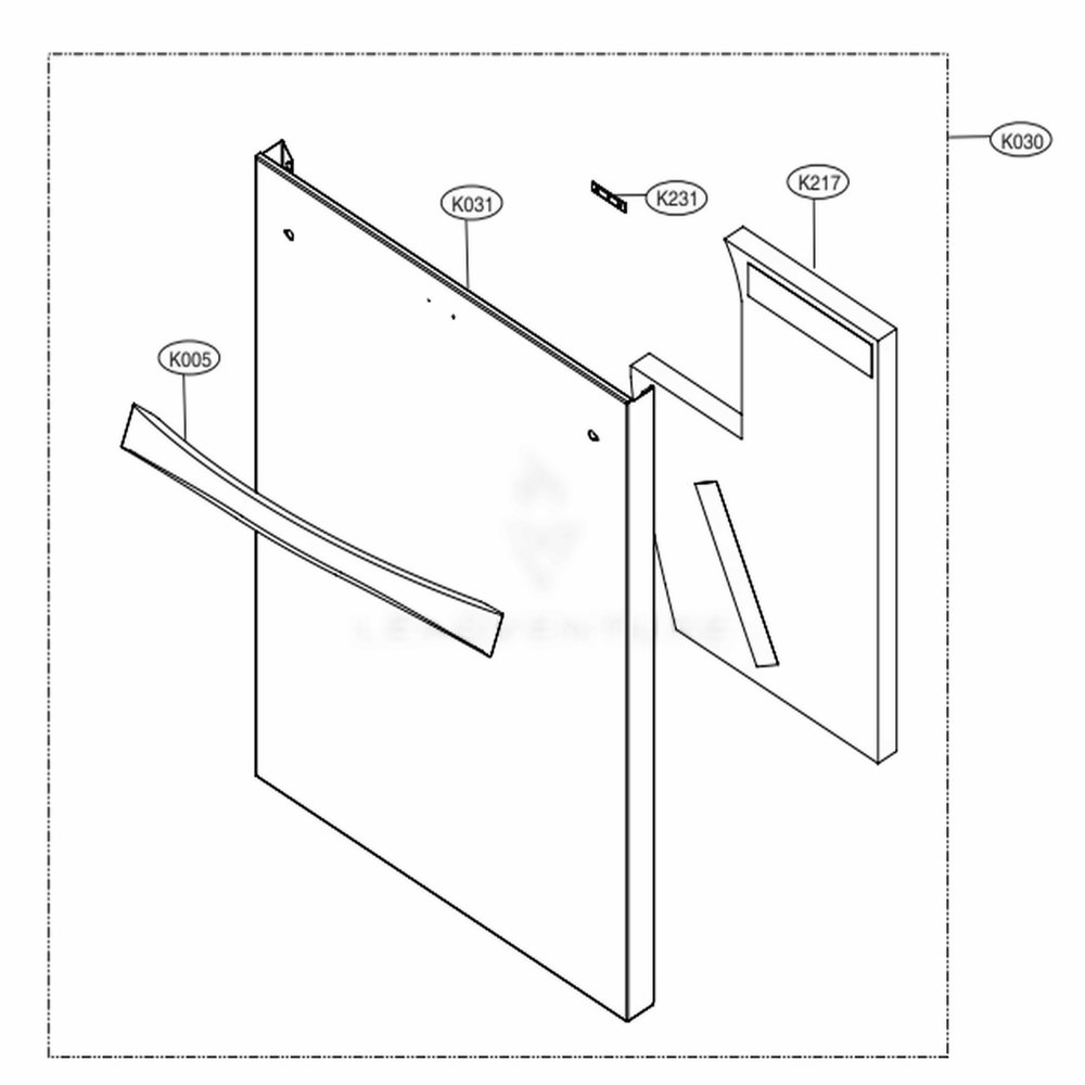 Front Cover Assembly Diagram and Parts List for 14677 ABDESEU LG Dishwasher