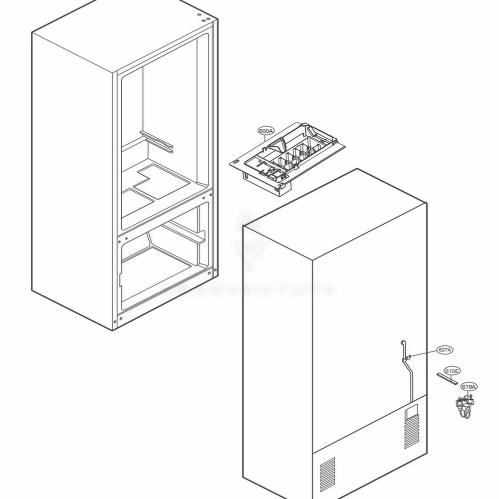 Ice Maker Parts Diagram and Parts List for 71314 ABICSE3 LG Refrigerator
